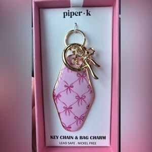 Piper K Pink Bow Bag Charm/ Key Chain — NWT!